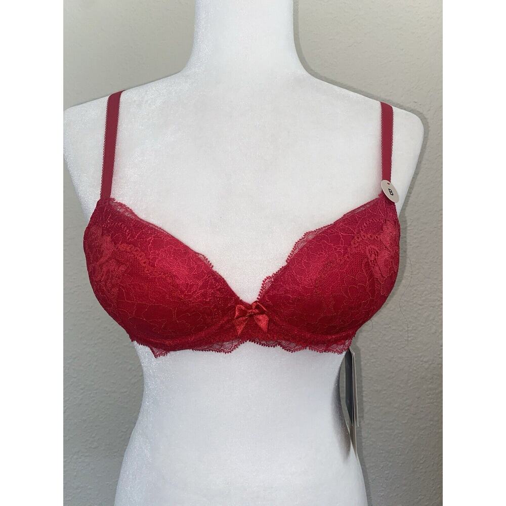 H&M Red Lace Push Up Bra 32B New